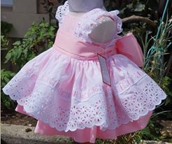 Vestido evento rosa lazo grande